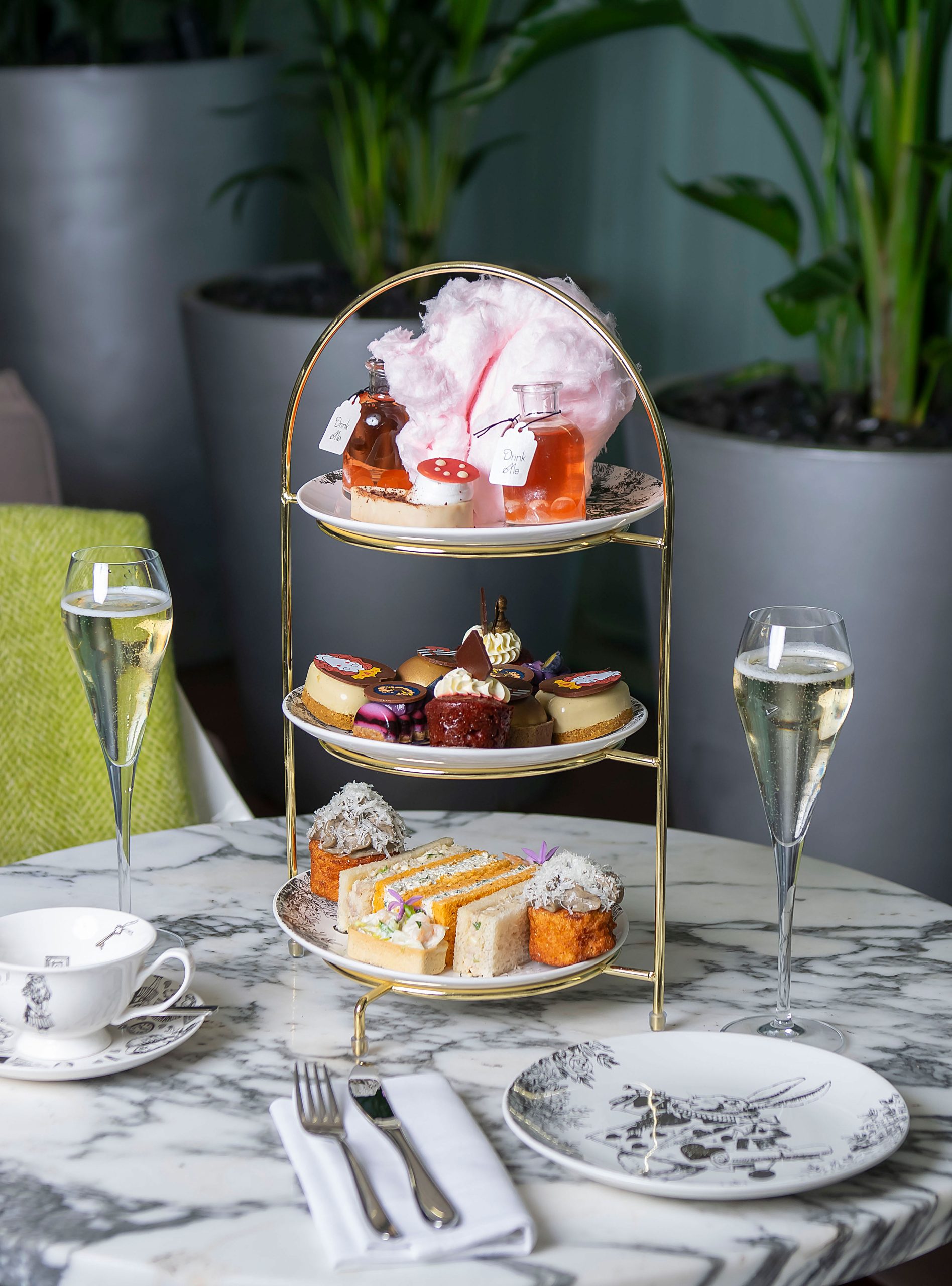 Mad Hatters Afternoon Tea at Sanderson London. Fitzrovia. Central London.