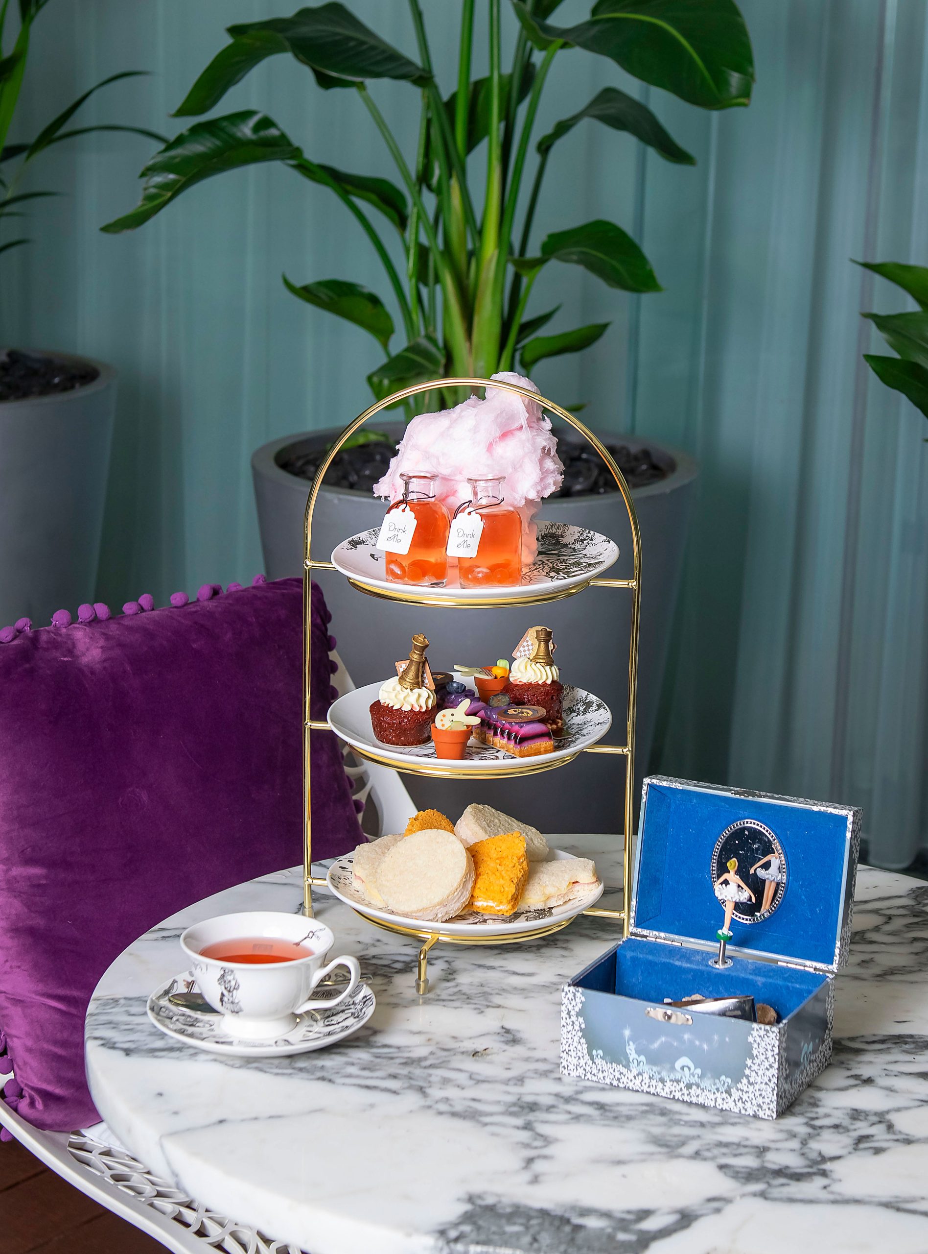 Mad Hatters Afternoon Tea at Sanderson London. Fitzrovia. Central London.