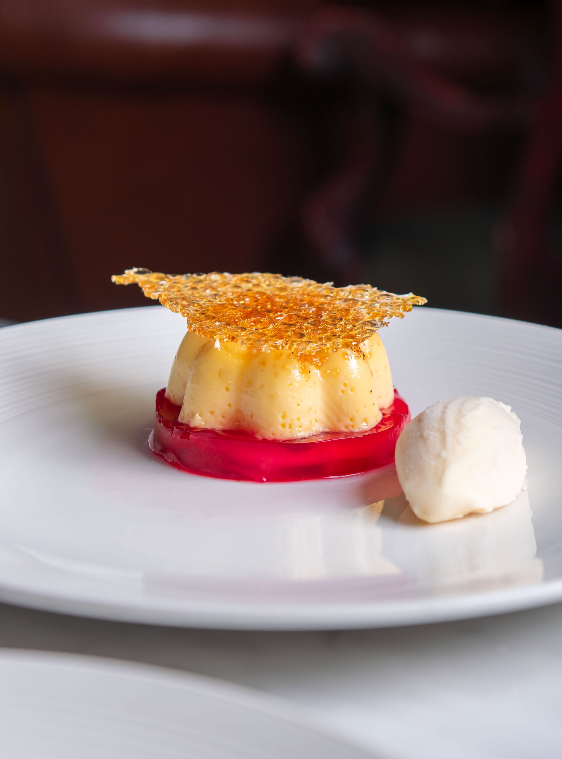 Summer Menu French Inspired at the Restaurant.  Creme Brûlée.
